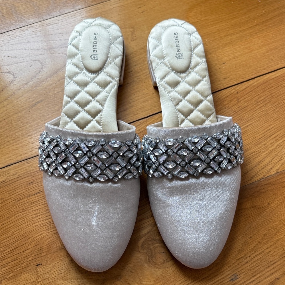 Birdies Velvet Songbird Jeweled Slipper Sz 12